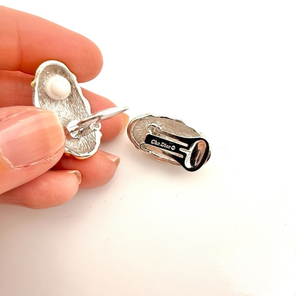 Vintage Christian Dior Silver and Gold Earrings - Picture 5 of 9